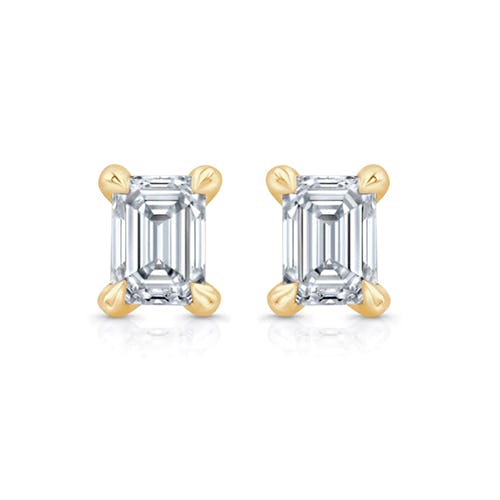 Mini Emerald Lab Diamond Studs