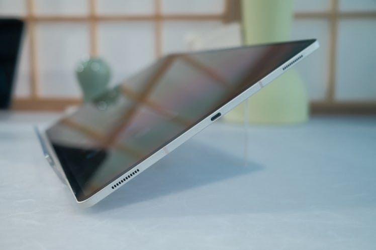Samsung Galaxy Tab S9 Android tablet side profile showing USB-C port