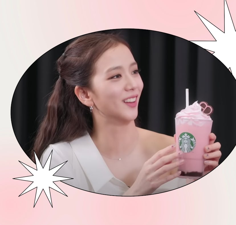 Jisoo holds the BLACKPINK Starbucks Frappuccino, which I tried at home.