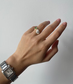 toi et moi jade and diamond ring