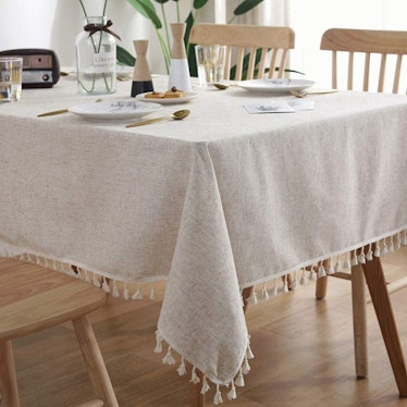 AMZALI Washable Cotton Linen Tablecloths 