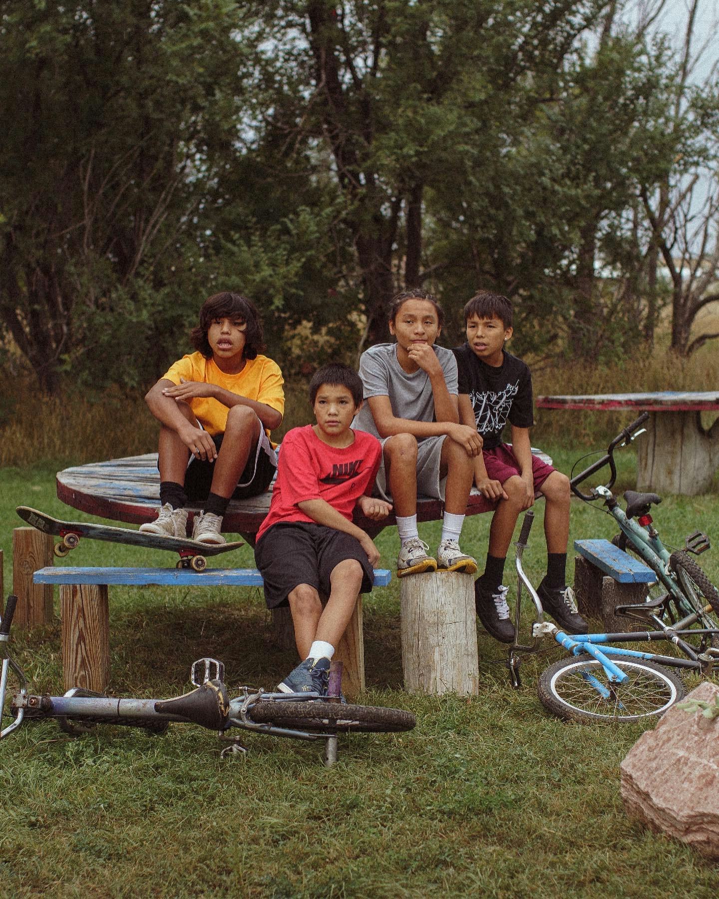 TaYamni Long Black Cat, Woodrow Lone Elk, LaDainian Crazy Thunder and Jeremy Corbin Cottier in War P...