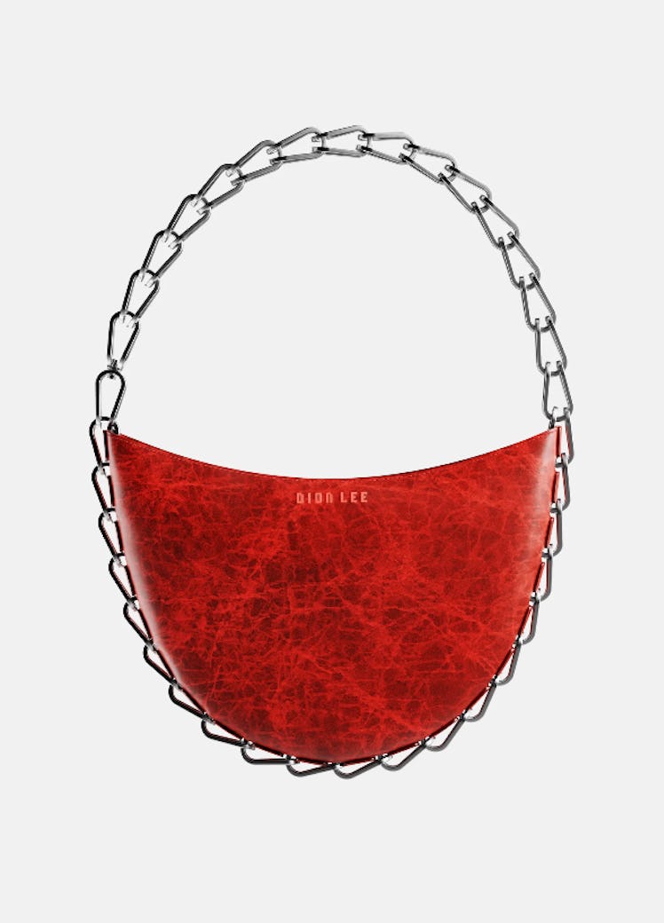 red chain bag