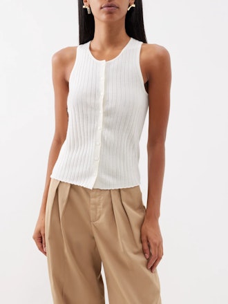 Cameron Ribbed Cashmere Tank Top