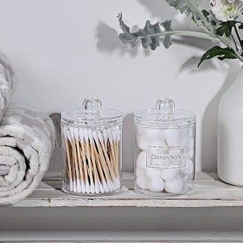 AOZITA Clear Plastic Apothecary Jar (2-Pack)