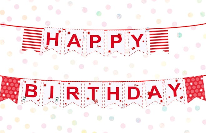 Printable target banner for kids target birthday party decorations.