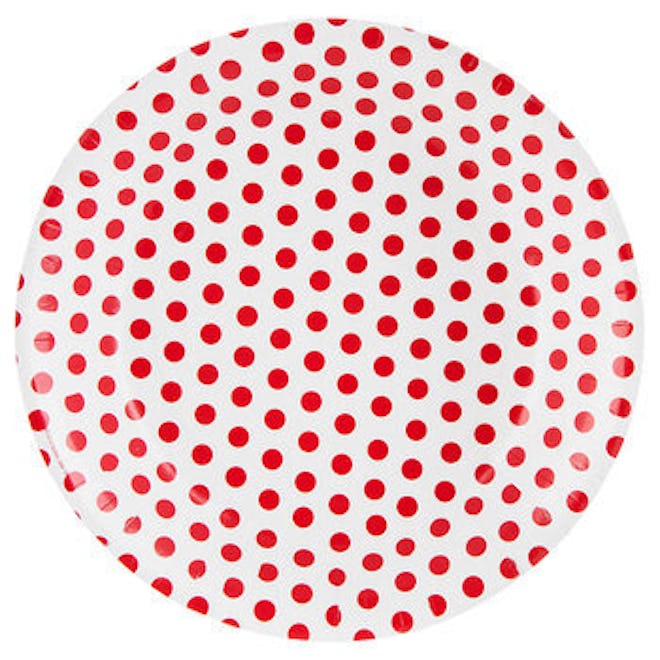 White & Red Polka Dot Paper Plates, which work perfectly for target birthday party decorations.