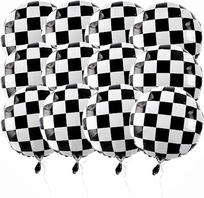 Checkered balloons, perfect for warped tour birthday party