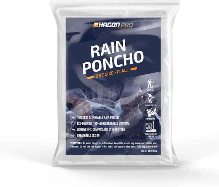 Hagon PRO Disposable Rain Ponchos for Adults (5 Pack)