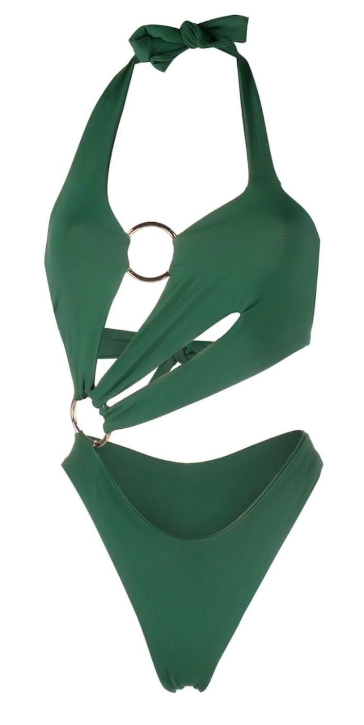 green cut-out swimsuit
