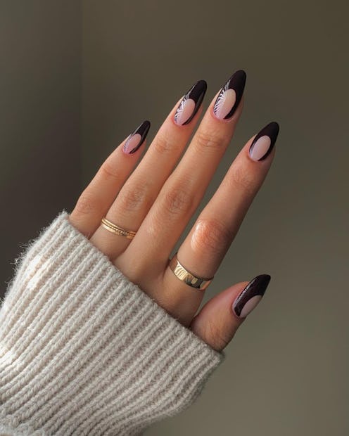Black French tip nails
