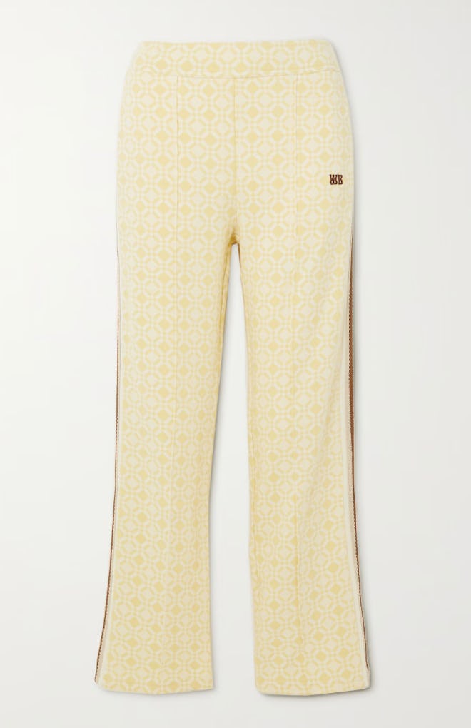 Wales Bonner Shine Cropped Crochet-Trimmed Cotton-Jacquard Pants