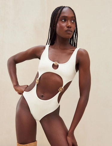 white cut out one piece