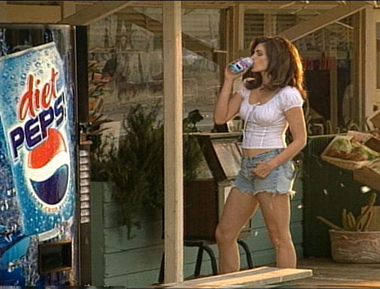 Cindy Crawford drinking a diet pepsi.