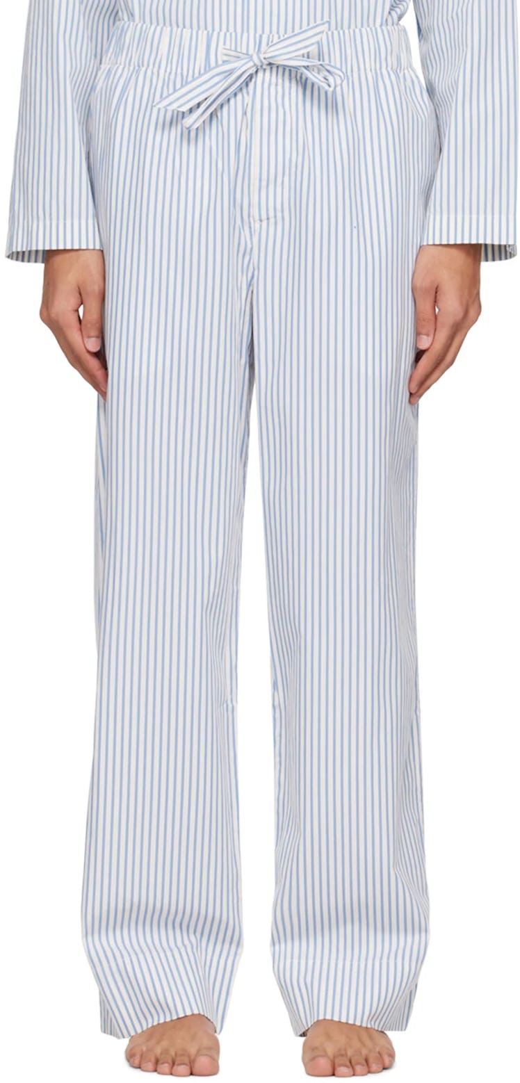 White & Blue Oversized Pyjama Pants