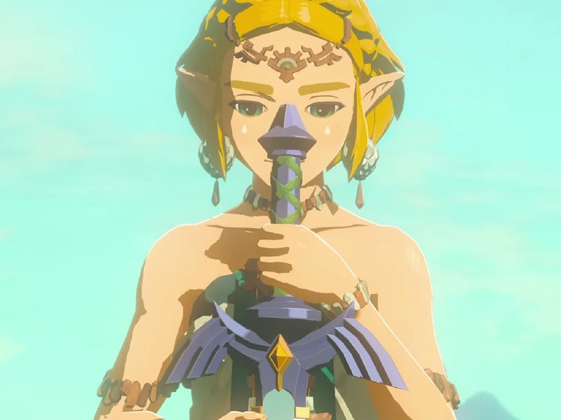 Zelda in Tears of the Kingdom with the Master Sword