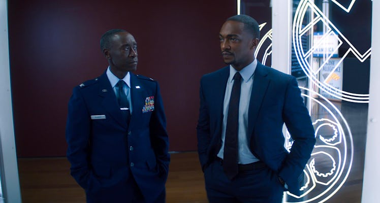 Don Cheadle and Anthony Mackie in The Falcon and the Winter Soldier