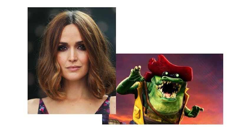 Rose Byrne and her character Leatherhead from "Mutant Mayhem"