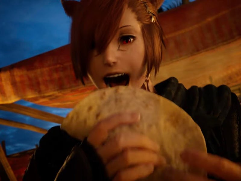 G'raha Tia eating a taco FFXIV: Dawntrail
