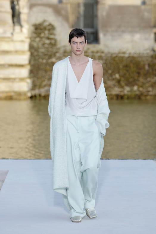 A model walks the runway during the Valentino Haute Couture Fall/Winter 2023/2024 show as part of Pa...