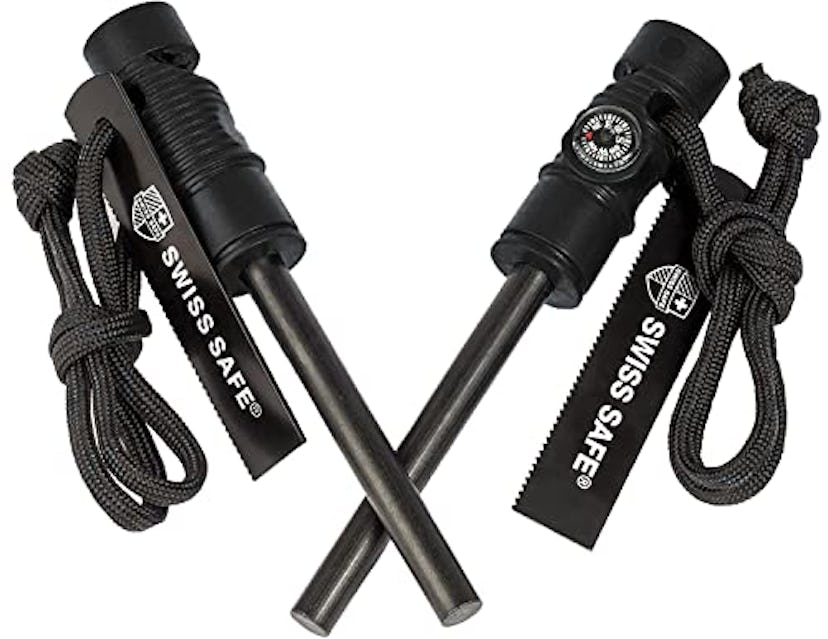 Swiss Safe 5-in-1 Fire Starter with Compass (2-Pack)