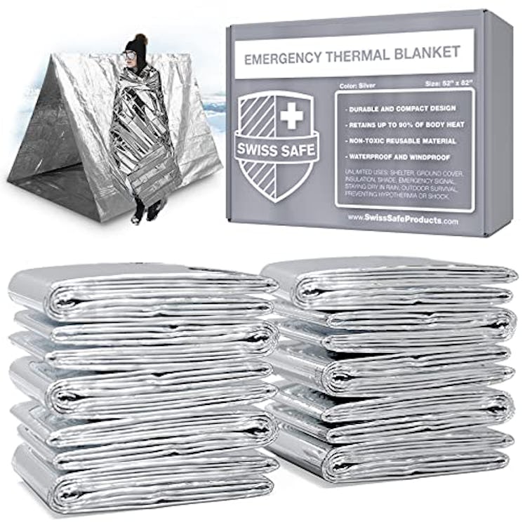 Swiss Safe Emergency Mylar Thermal Blankets (10-Pack)