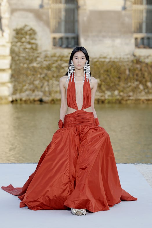 A model walks the runway during the Valentino Haute Couture Fall/Winter 2023/2024 show as part of Pa...
