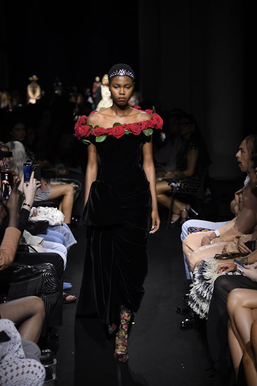 Model on the runway at the Jean Paul Gaultier Fall 2023 Couture Collection Fashion Show on July 5, 2...
