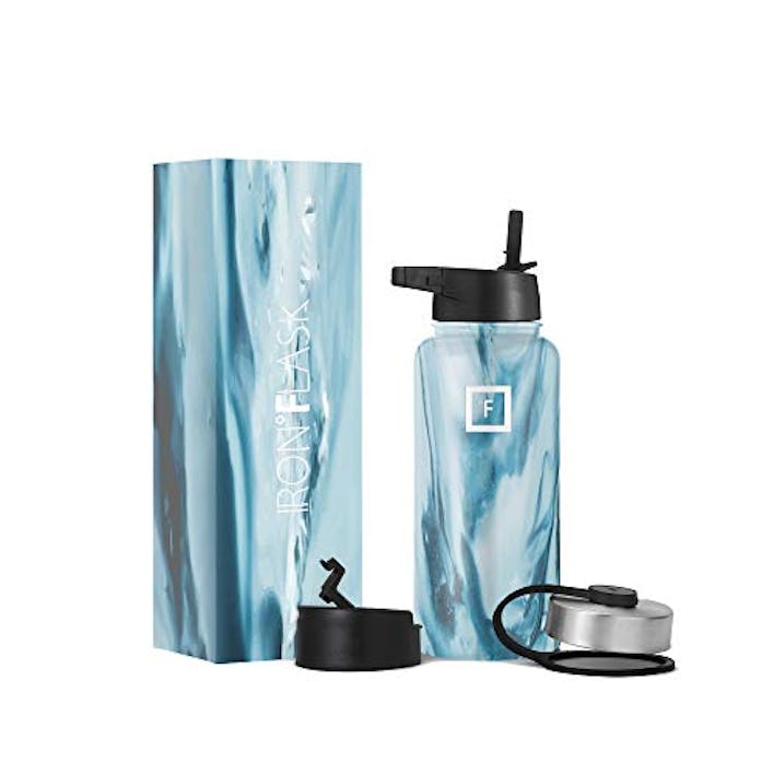 IRON °FLASK Sports Water Bottle - 32oz, 3 Lids (Straw Lid), Leak Proof - Stainless Steel Gym & Sport...