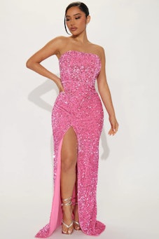 pink sequin gown 