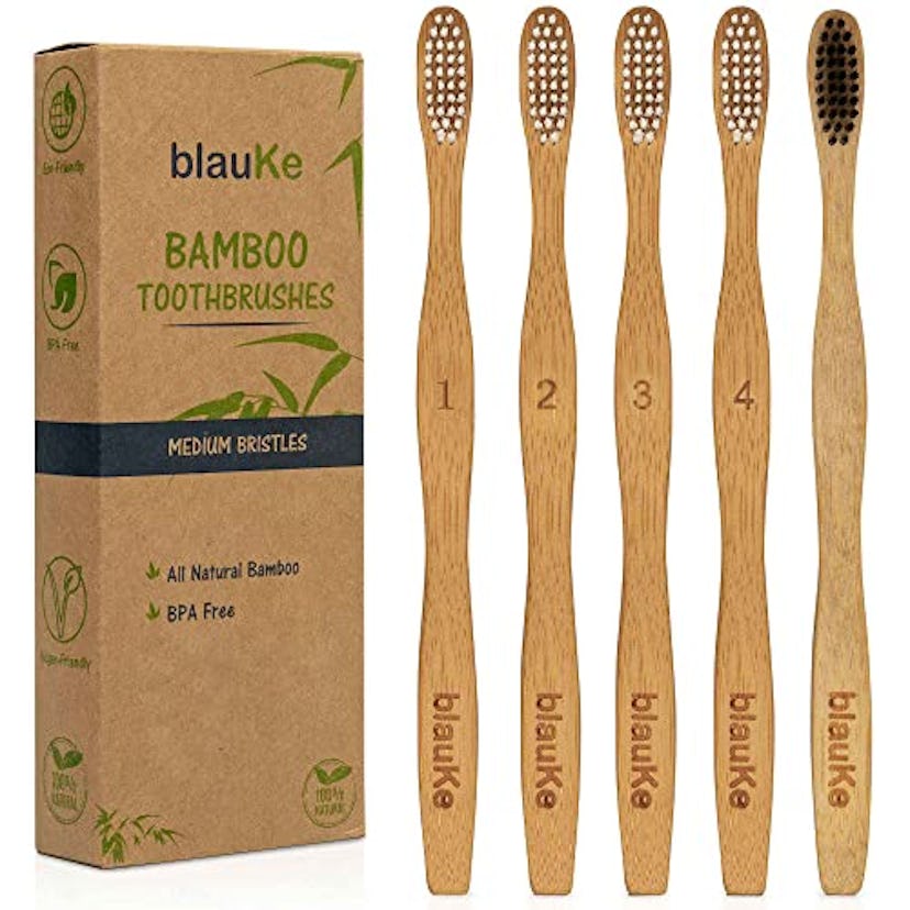 BlauKe Bamboo Toothbrushes (5-Pack)