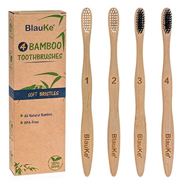 BlauKe® Bamboo Toothbrushes Soft Bristles (4-Pack) 