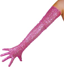 pink sequin gloves