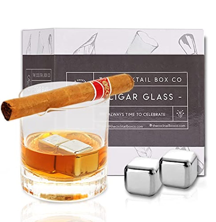 The Cocktail Box Co Cigar Whiskey Glass with Cigar Holder