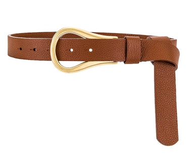 brown belt with gold hardware
