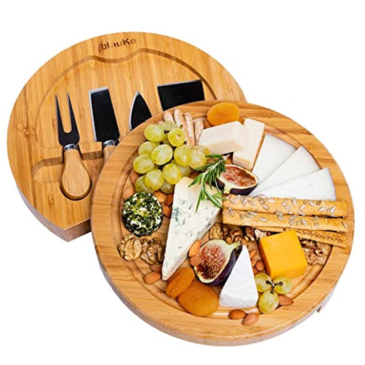 BlauKe Bamboo Cheese Board and Knife Set