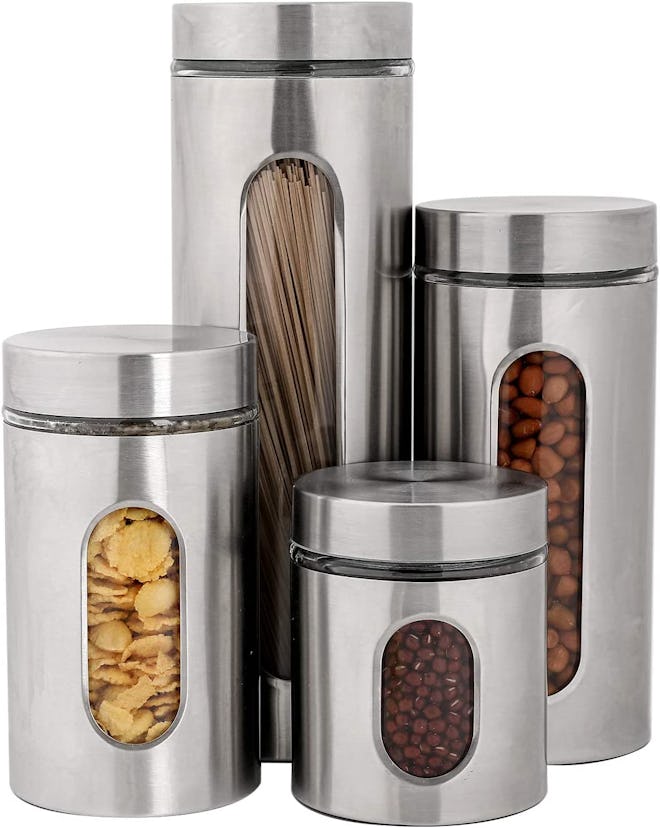 PENGKE Stainless Steel Canister Set with Glass Windows (4 Pieces)