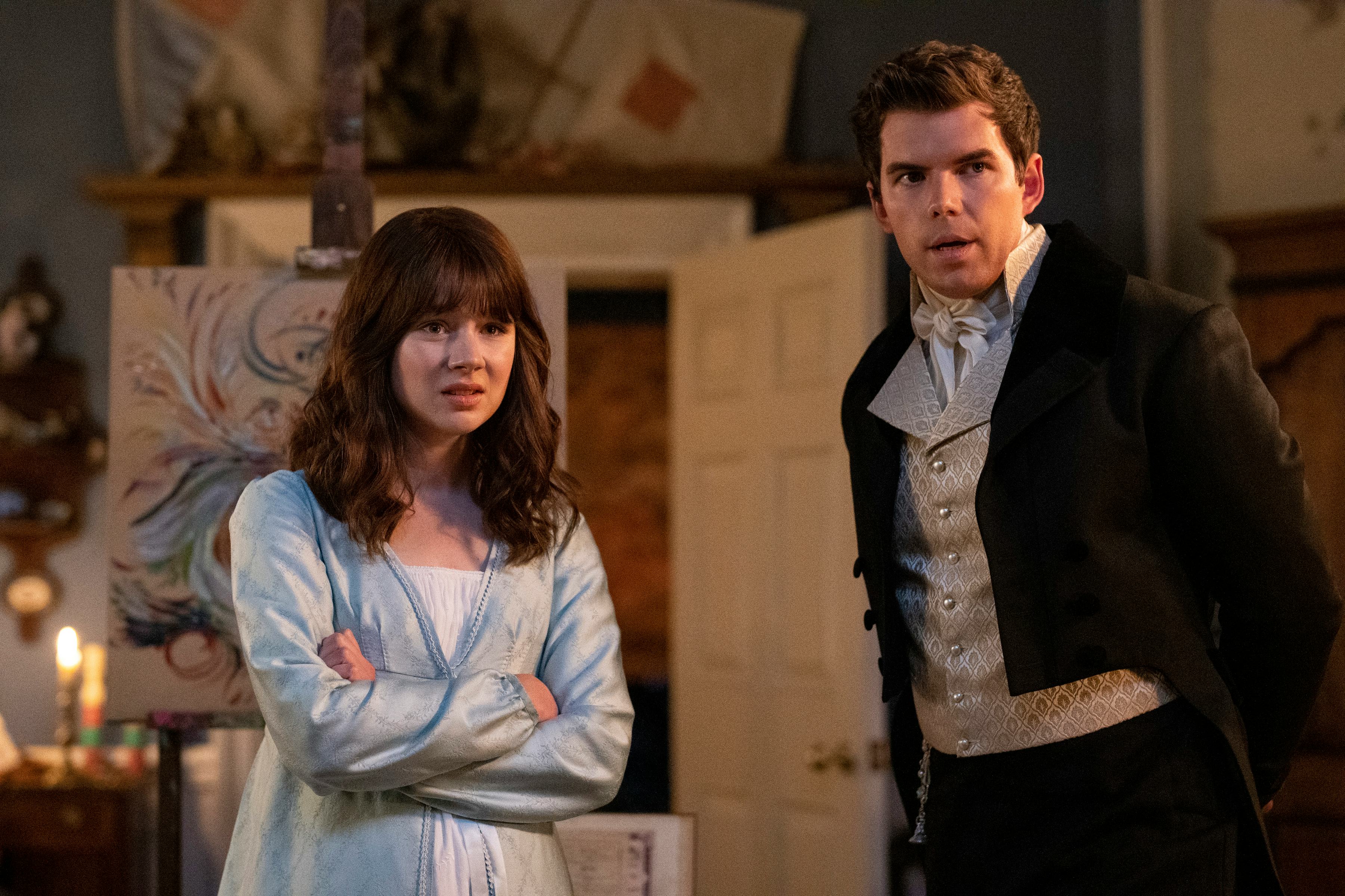 Claudie Jessie and Luke Newton on &lsquo;Bridgerton.&rsquo; Photo via Netflix