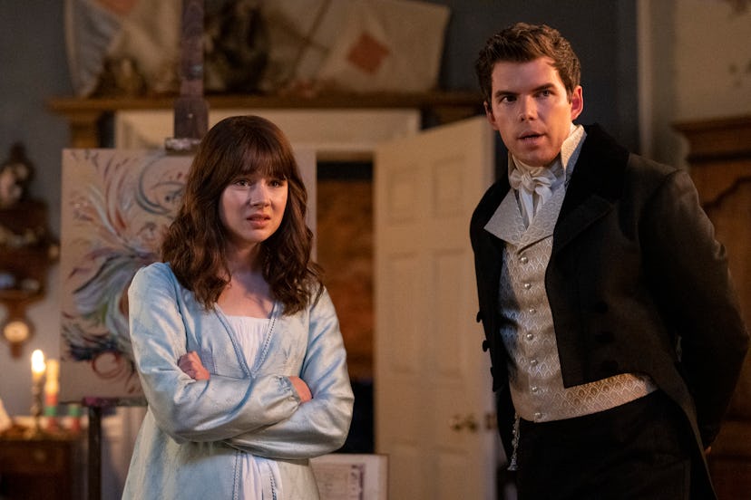 Claudie Jessie and Luke Newton on ‘Bridgerton.’ Photo via Netflix