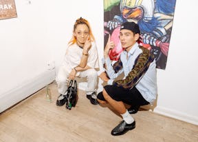 Eri Wakiyama and Evan Mock celebrate the opening of a group show curated by Evan Mock and Slow Tide,...