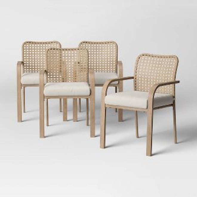 Collier 4pk Cane-Look Woven Back Patio Dining Chairs