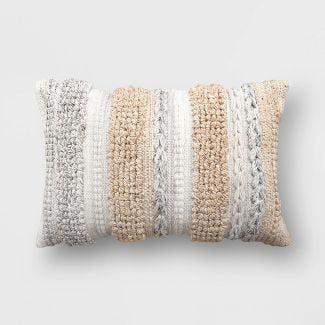 Textured Outdoor Lumbar Throw Pillow