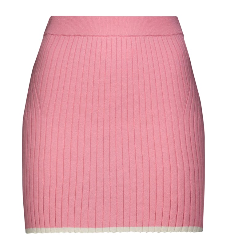 pink and white mini skirt
