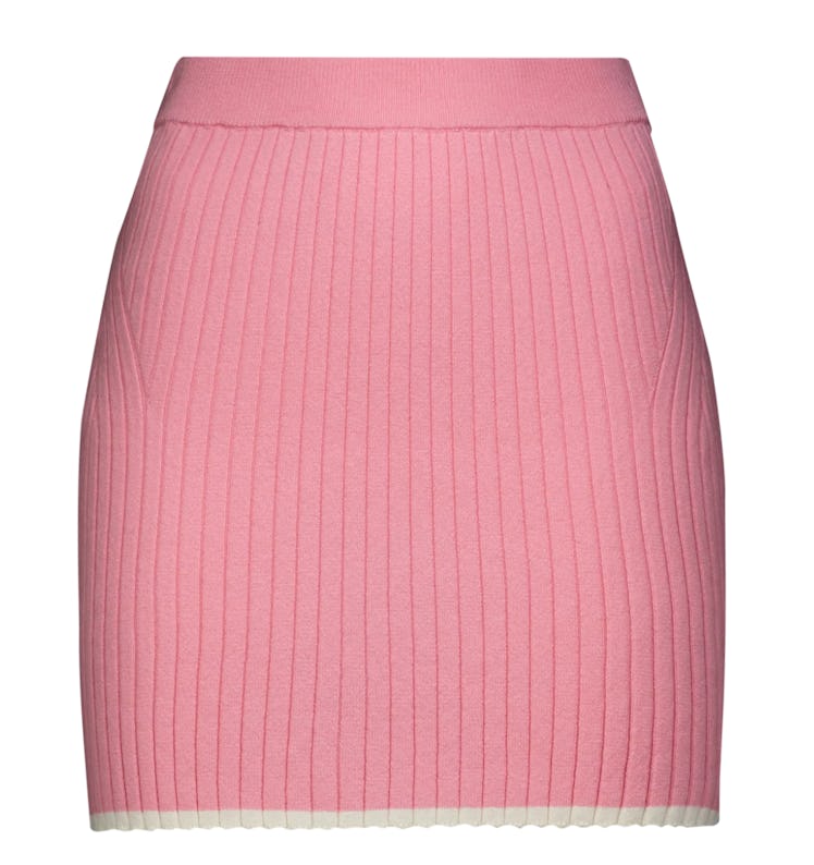 pink and white mini skirt