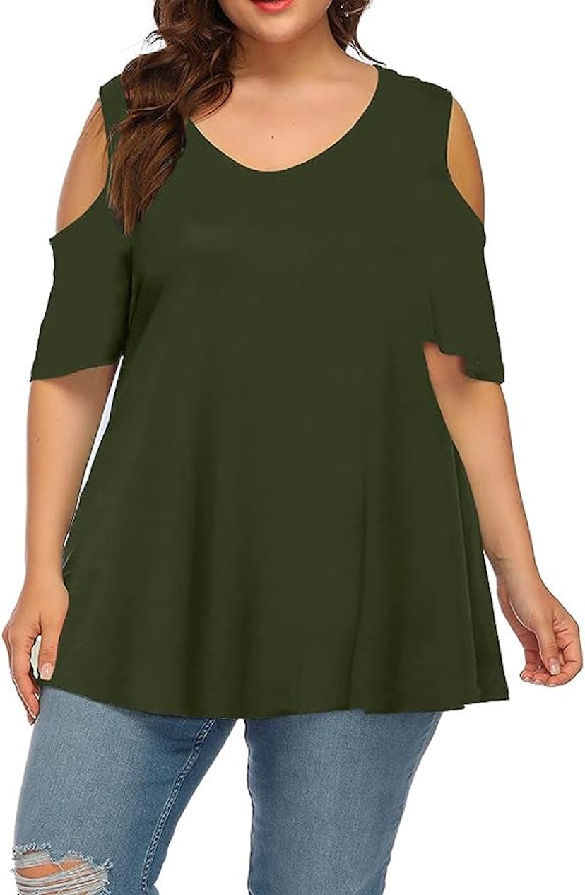 Allegrace Cold Shoulder Tunic Top