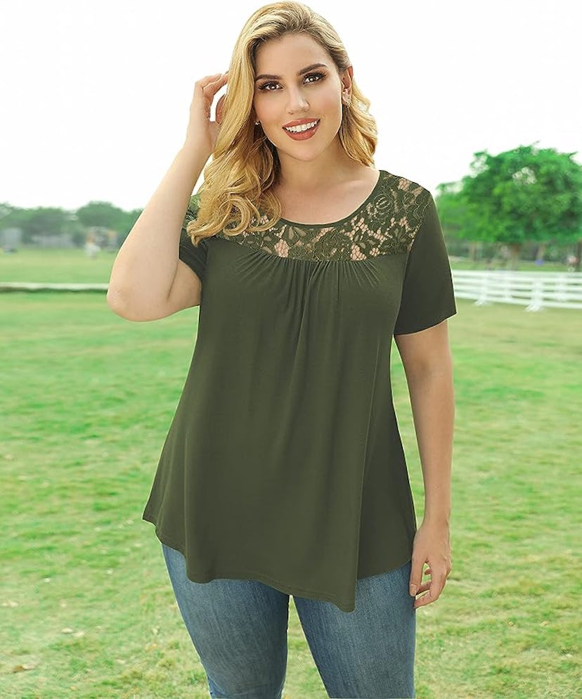 LETDIOSTO Lace Tunic Top