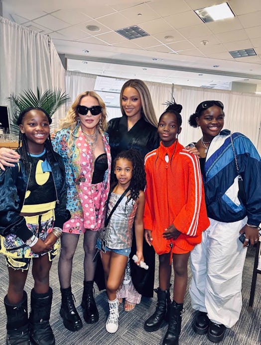 Madonna and Beyoncé pose with their children at the "Renaissance" tour.