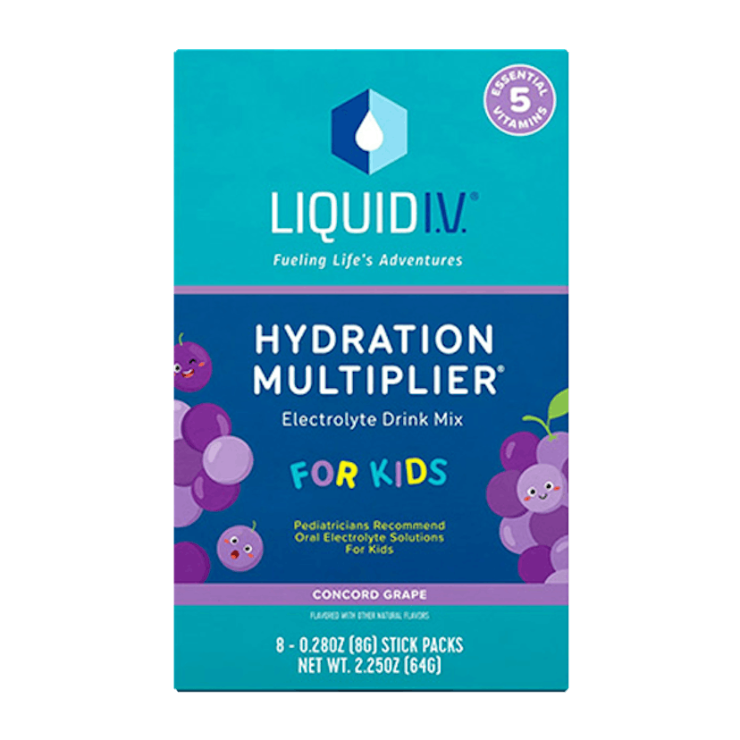 Liquid I.V. Hydration Multiplier for Kids, Electrolyte Powder Packet Drink Mix, Concord Grape, 8 Ct