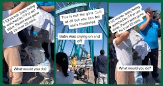 A couple left their 7-year-old girl to care for her baby sibling while they rode a roller coaster — ...