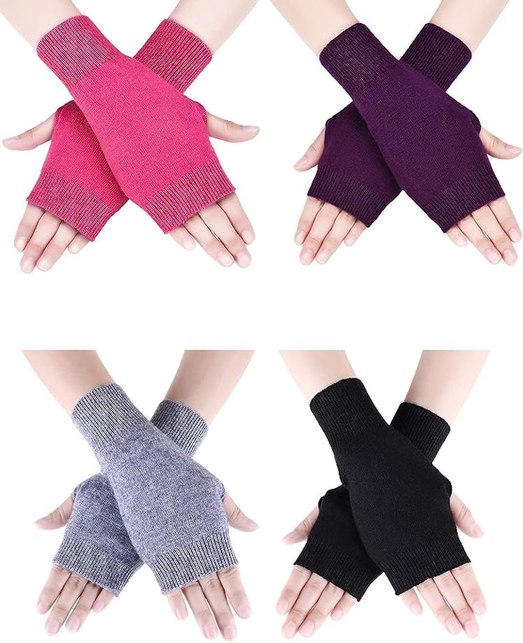 Tatuo Faux Cashmere Fingerless Gloves (4-Pack)